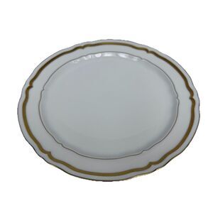 Raynaud White Limoges Dinner Plate 10.75" Gold Band Scalloped Rim France Rococo